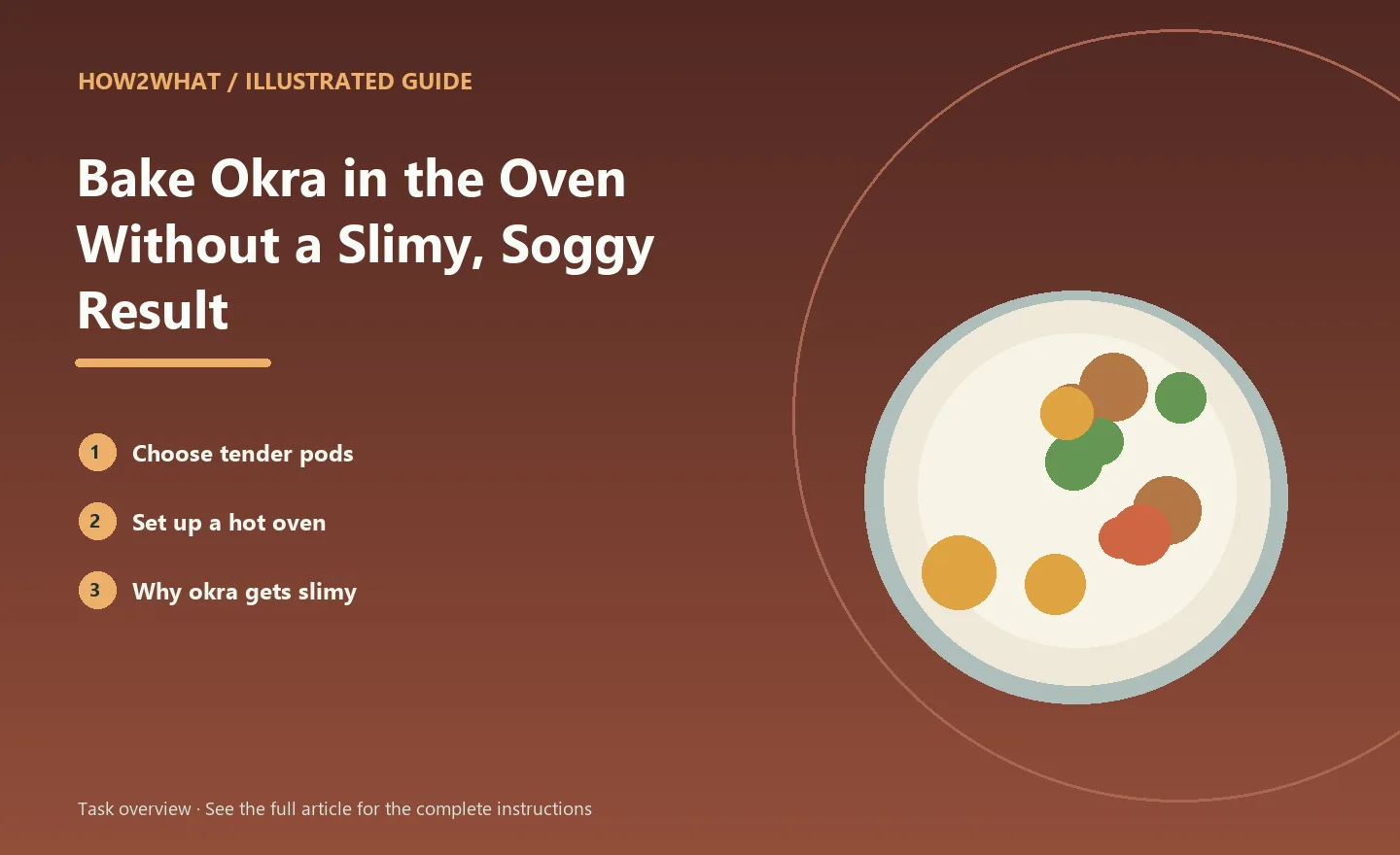 Illustrated task overview for How to Bake Okra in the Oven Without a Slimy, Soggy Result