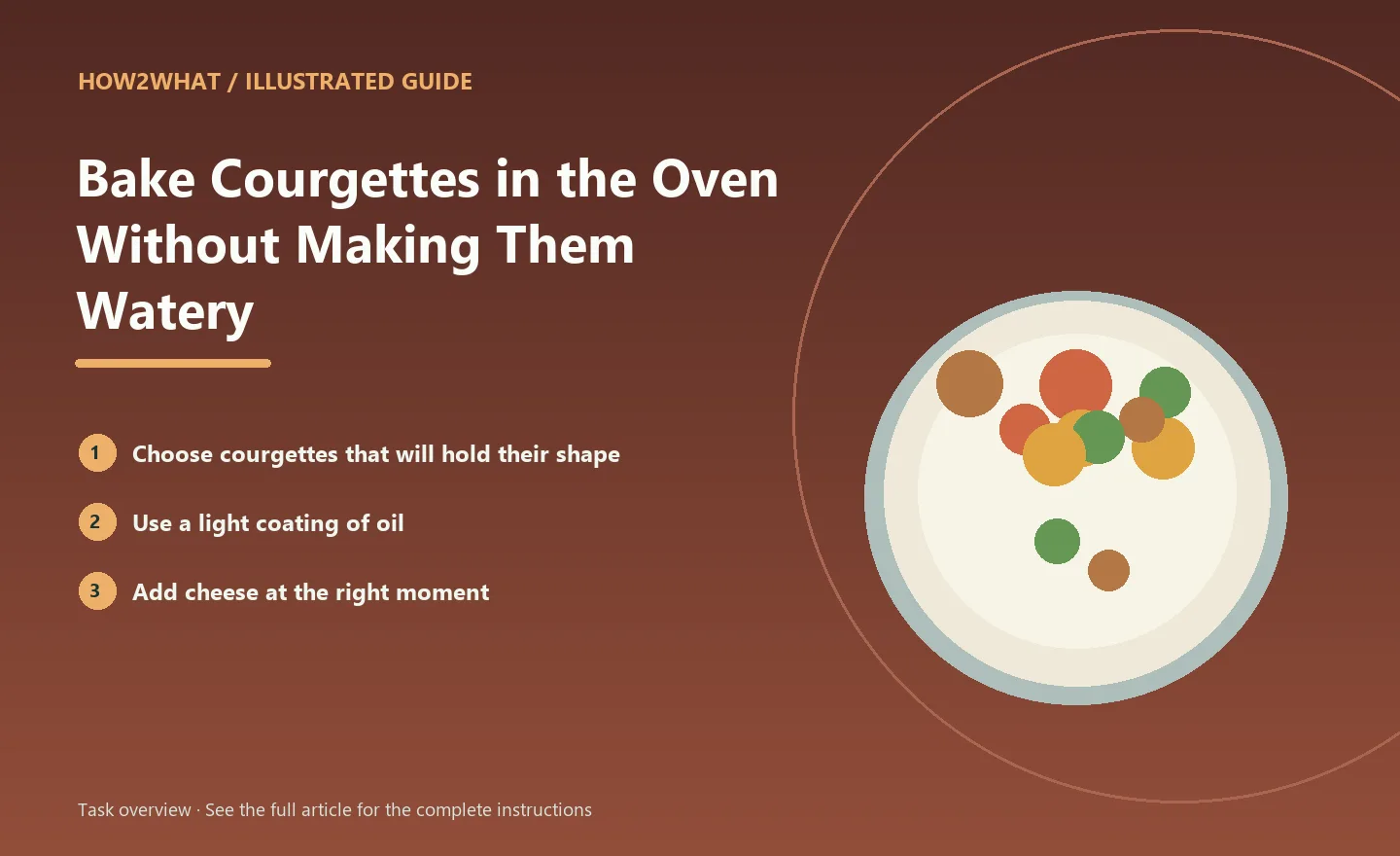 Illustrated task overview for How to Bake Courgettes in the Oven Without Making Them Watery