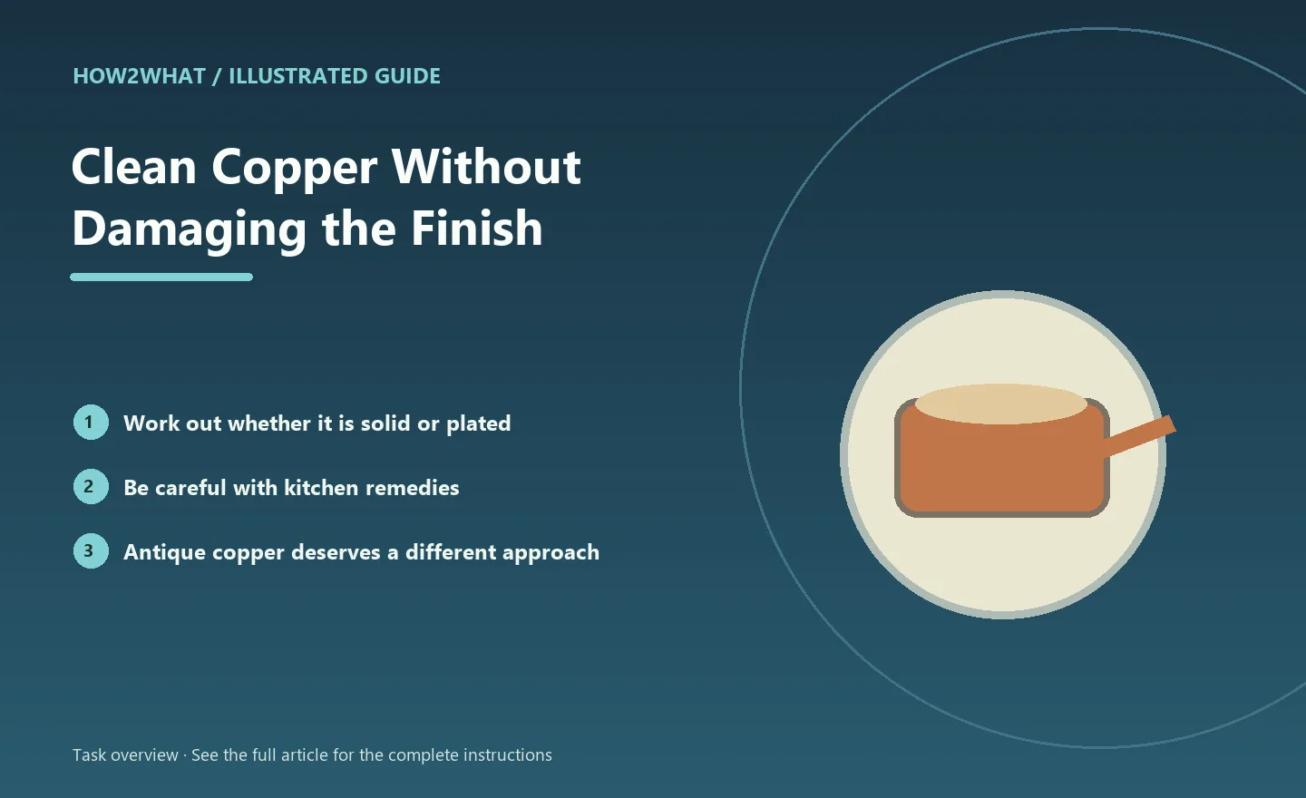 Illustrated task overview for How to Clean Copper Without Damaging the Finish