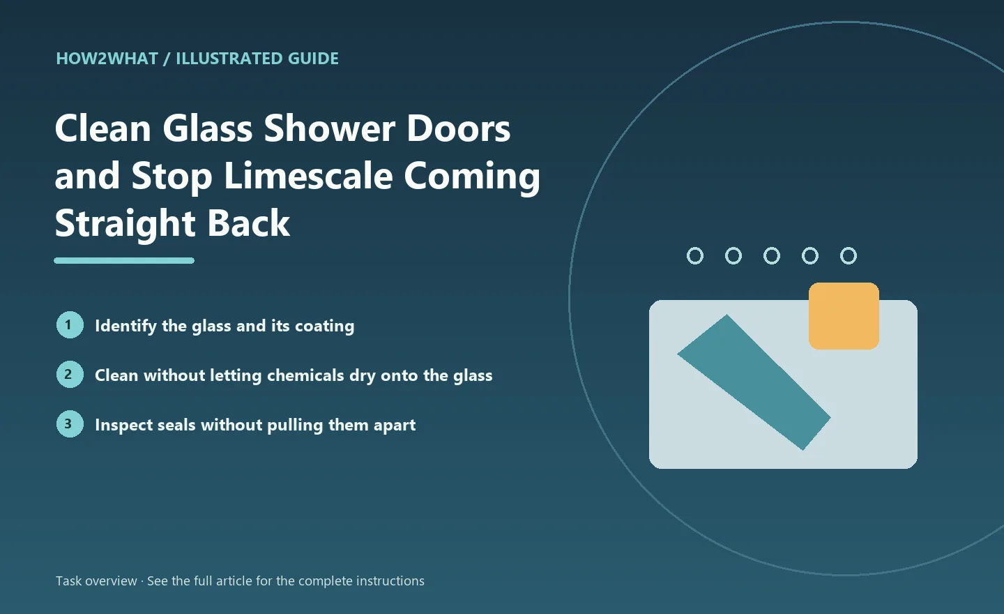 Illustrated task overview for How to Clean Glass Shower Doors and Stop Limescale Coming Straight Back