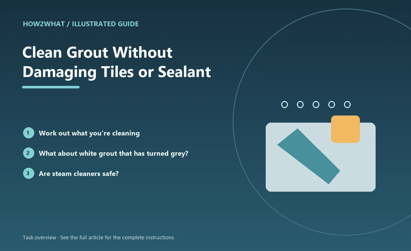 Illustrated task overview for How to Clean Grout Without Damaging Tiles or Sealant