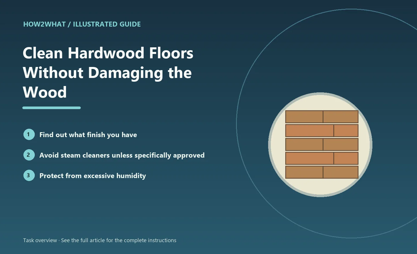 Illustrated task overview for How to Clean Hardwood Floors Without Damaging the Wood