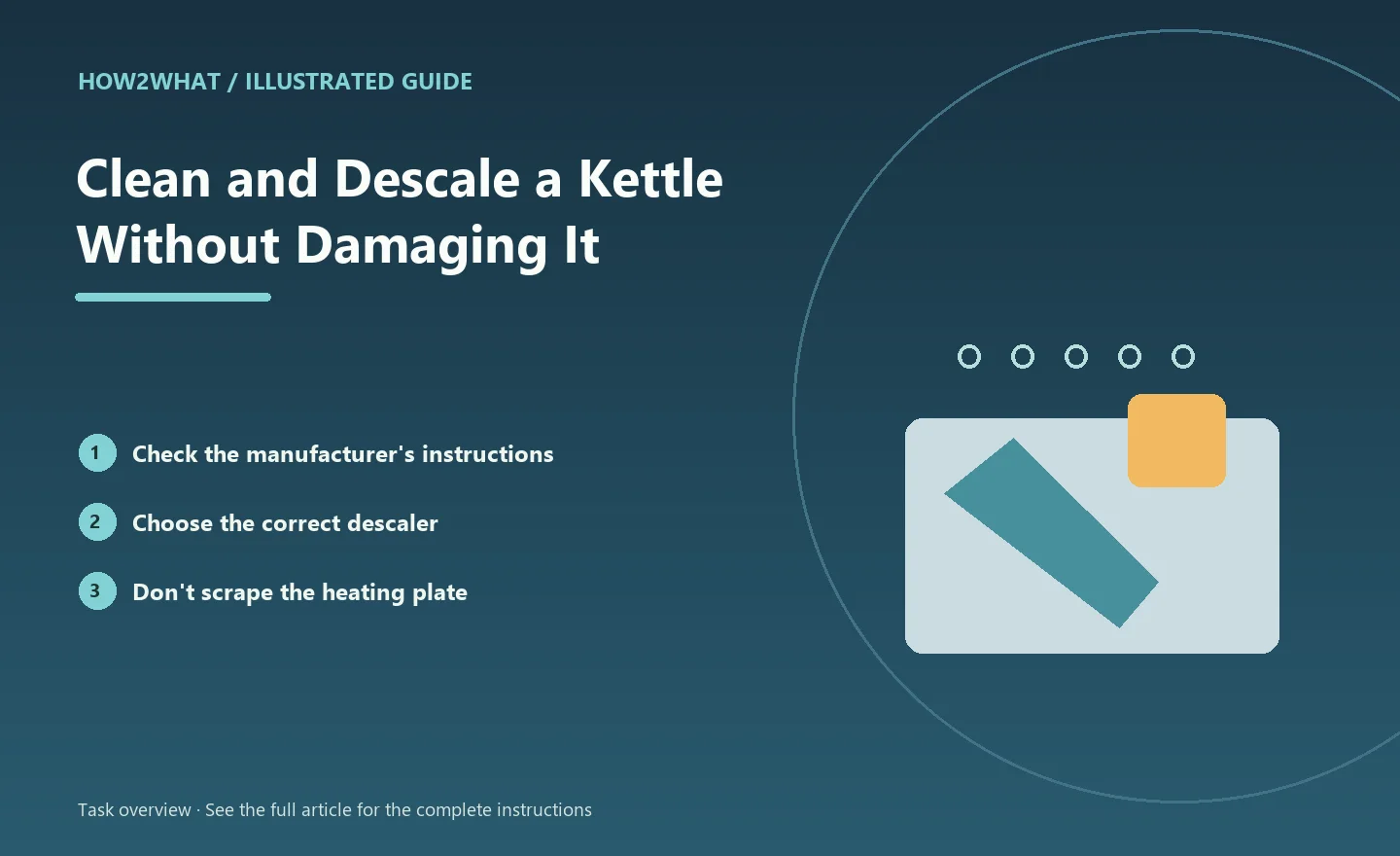 Illustrated task overview for How to Clean and Descale a Kettle Without Damaging It