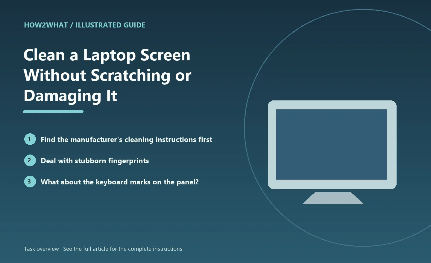 Illustrated task overview for How to Clean a Laptop Screen Without Scratching or Damaging It