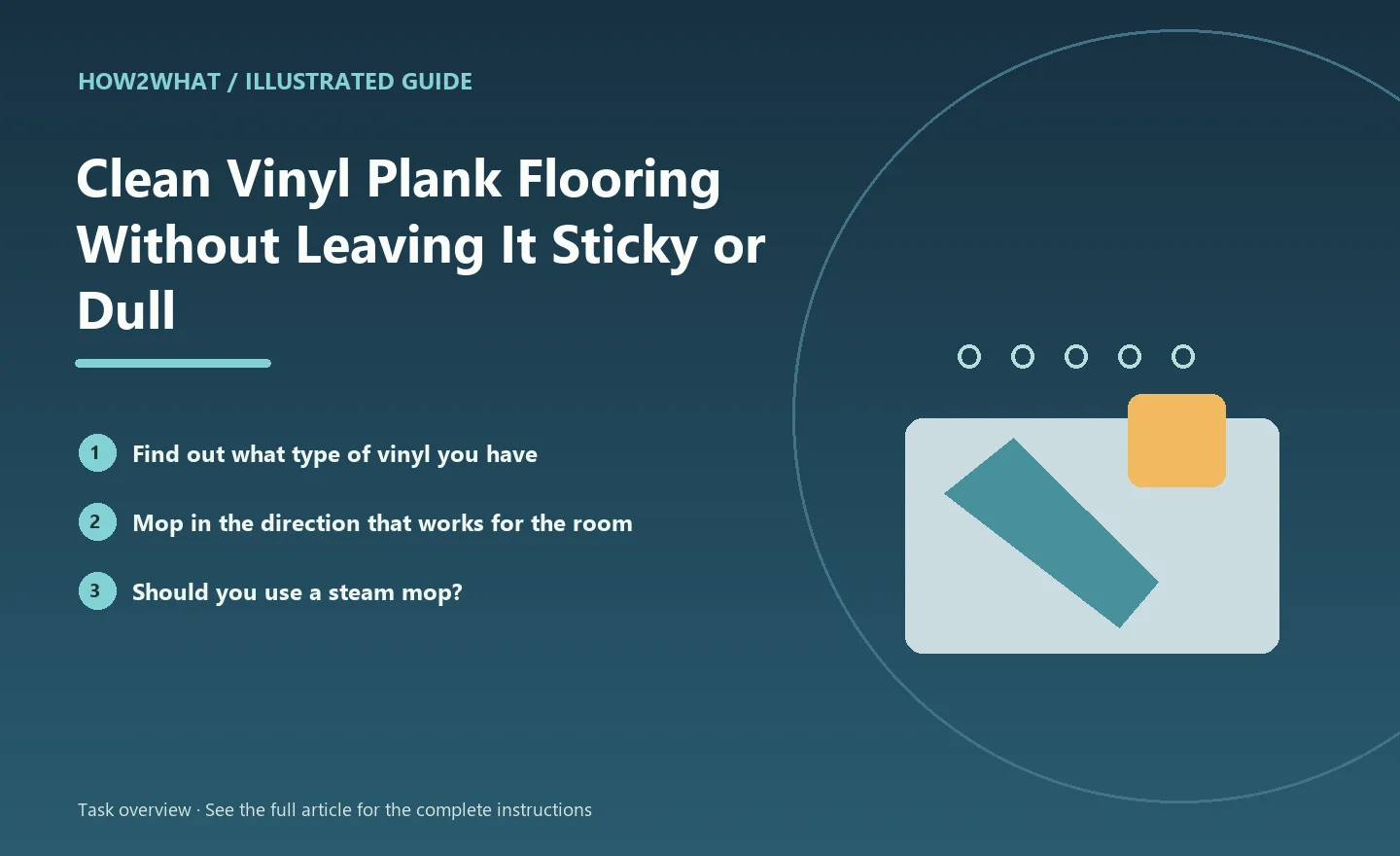 Illustrated task overview for How to Clean Vinyl Plank Flooring Without Leaving It Sticky or Dull