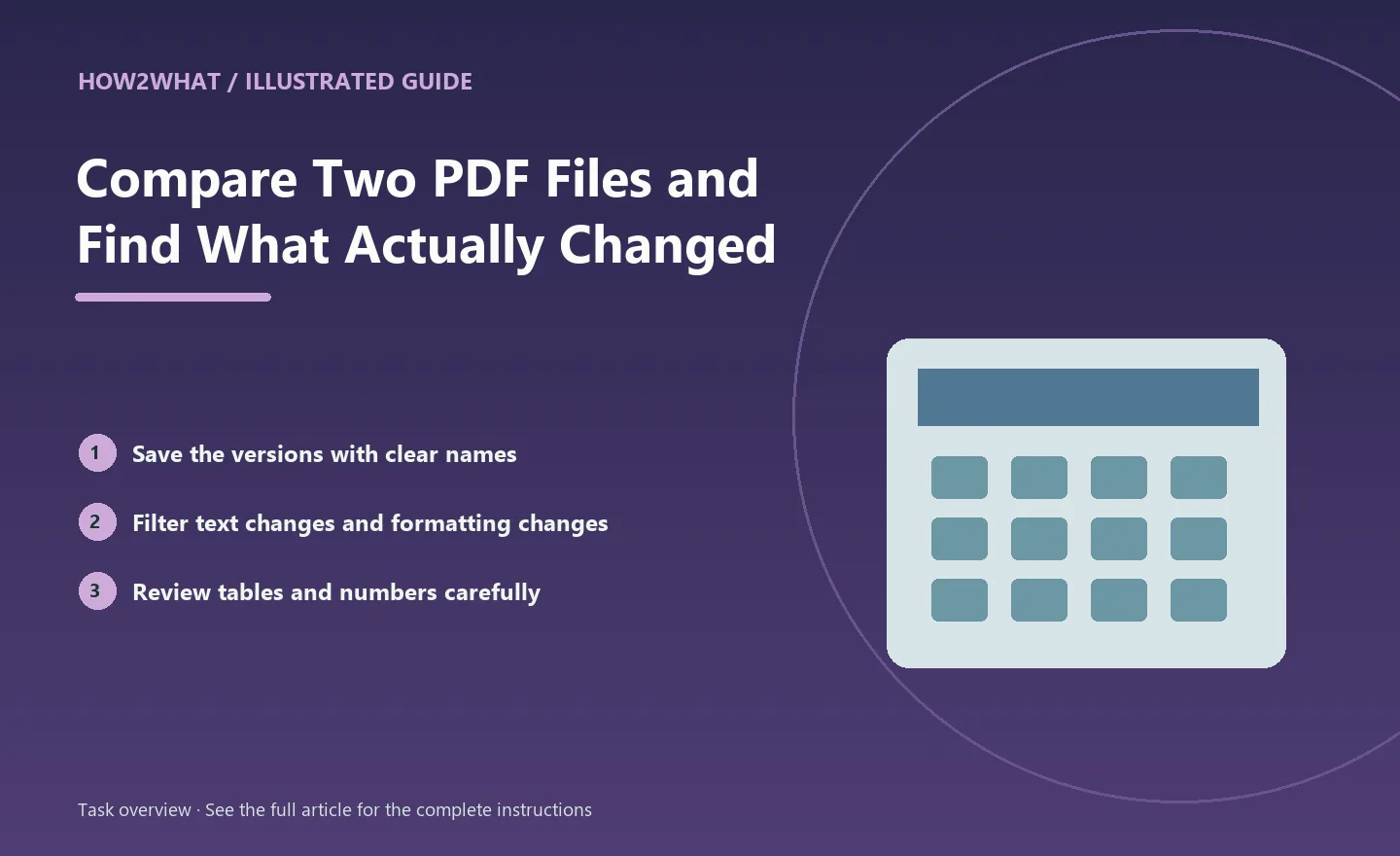 Illustrated task overview for How to Compare Two PDF Files and Find What Actually Changed