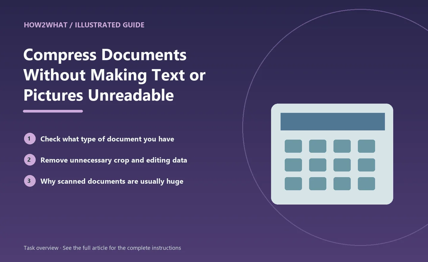Illustrated task overview for How to Compress Documents Without Making Text or Pictures Unreadable