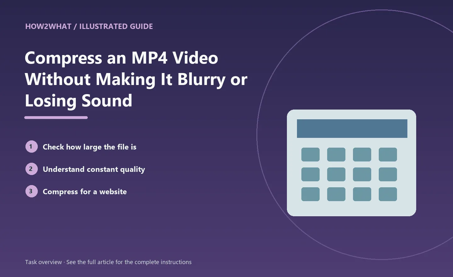 Illustrated task overview for How to Compress an MP4 Video Without Making It Blurry or Losing Sound
