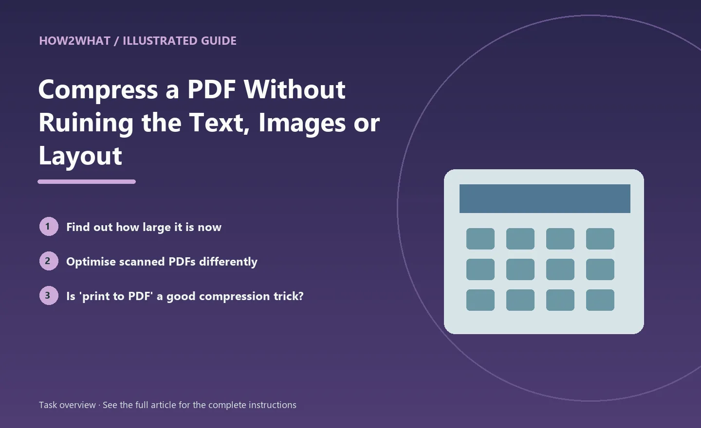Illustrated task overview for How to Compress a PDF Without Ruining the Text, Images or Layout