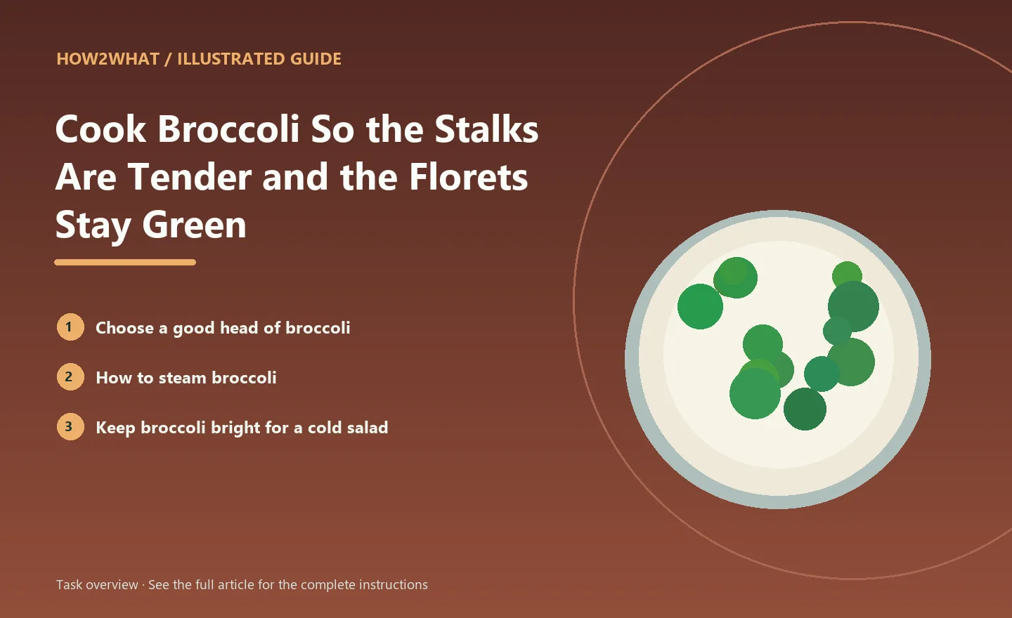 Illustrated task overview for How to Cook Broccoli So the Stalks Are Tender and the Florets Stay Green