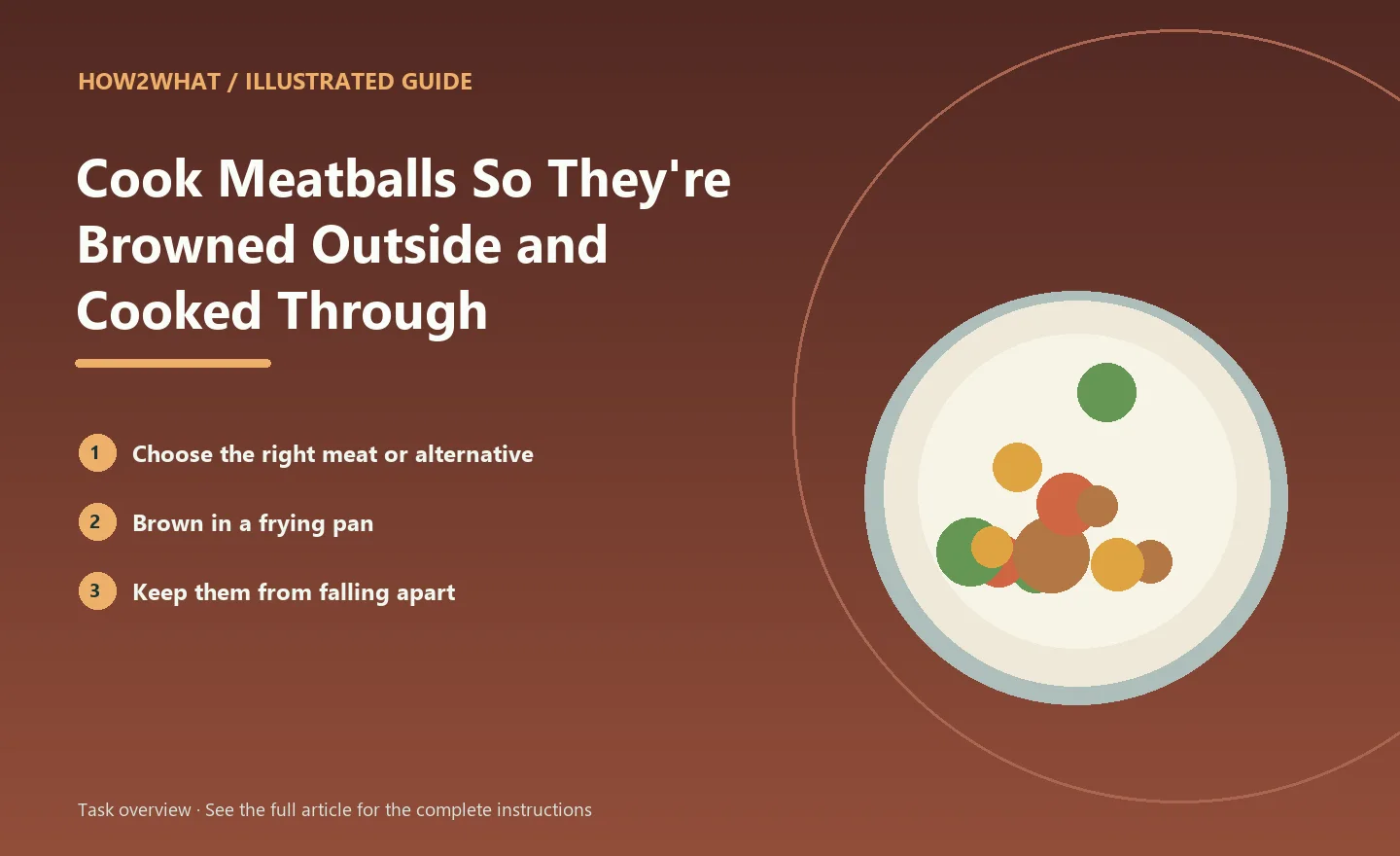 Illustrated task overview for How to Cook Meatballs So They're Browned Outside and Cooked Through
