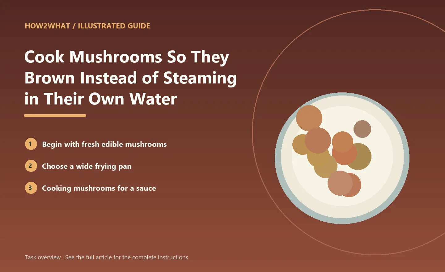 Illustrated task overview for How to Cook Mushrooms So They Brown Instead of Steaming in Their Own Water