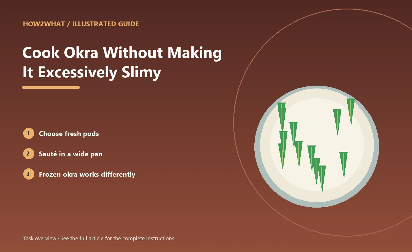 Illustrated task overview for How to Cook Okra Without Making It Excessively Slimy