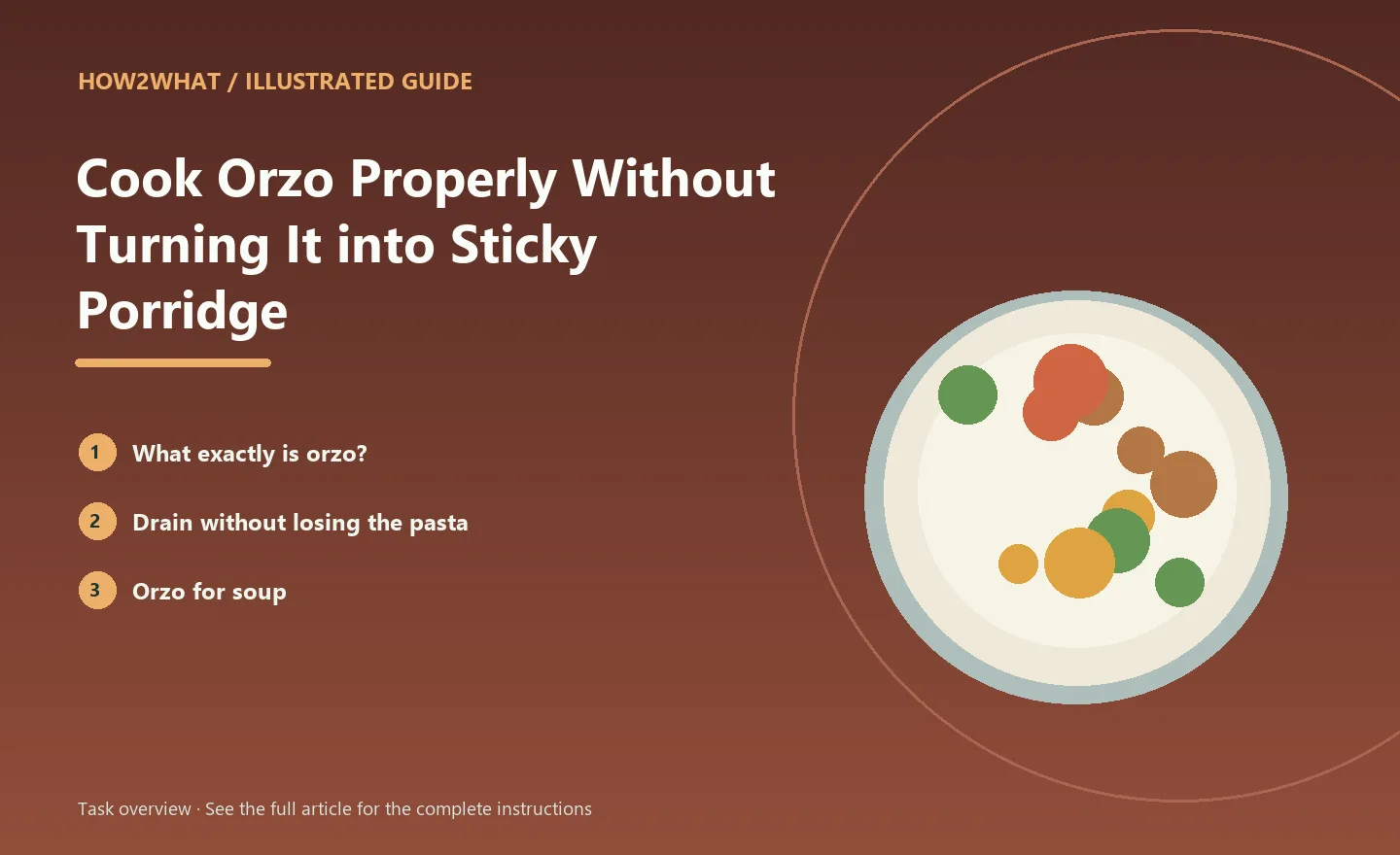 Illustrated task overview for How to Cook Orzo Properly Without Turning It into Sticky Porridge