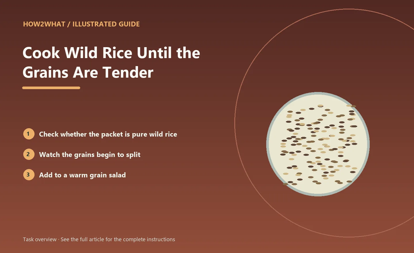 Illustrated task overview for How to Cook Wild Rice Until the Grains Are Tender