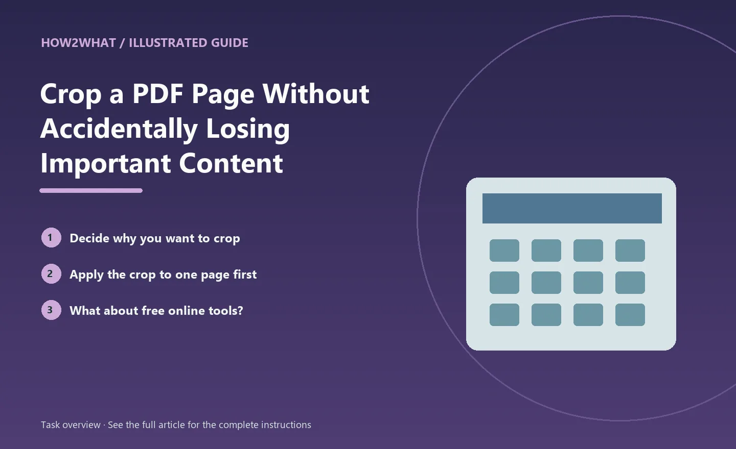 Illustrated task overview for How to Crop a PDF Page Without Accidentally Losing Important Content
