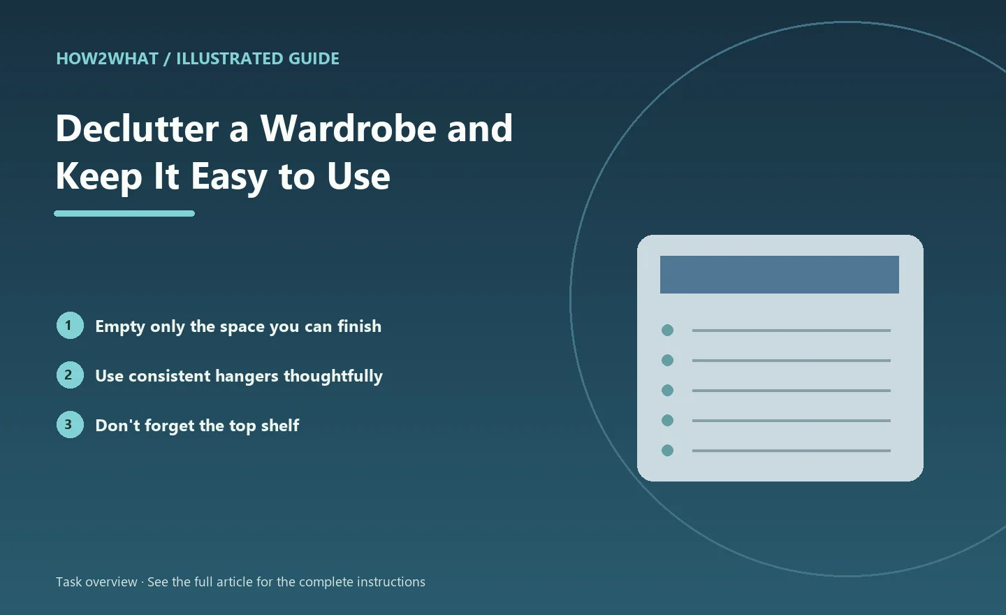 Illustrated task overview for How to Declutter a Wardrobe and Keep It Easy to Use