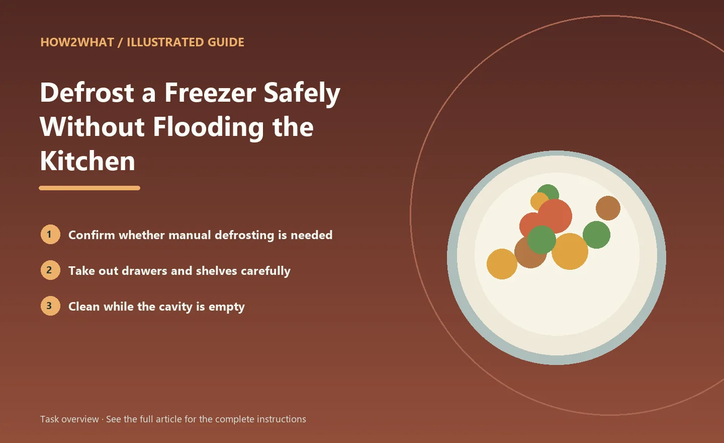 Illustrated task overview for How to Defrost a Freezer Safely Without Flooding the Kitchen