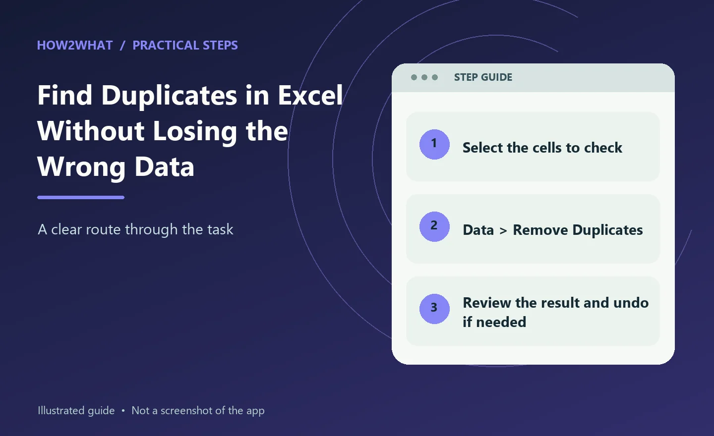 Illustrated overview of find duplicates in excel without losing the wrong data in three steps