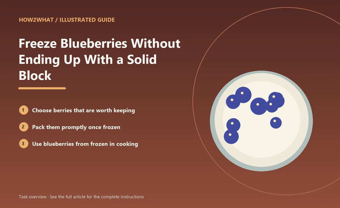 Illustrated task overview for How to Freeze Blueberries Without Ending Up With a Solid Block