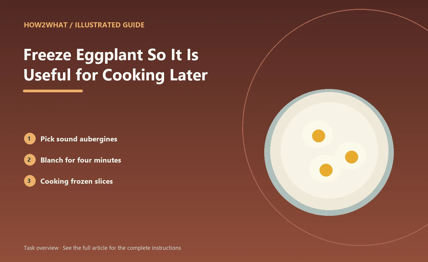 Illustrated task overview for How to Freeze Eggplant So It Is Useful for Cooking Later