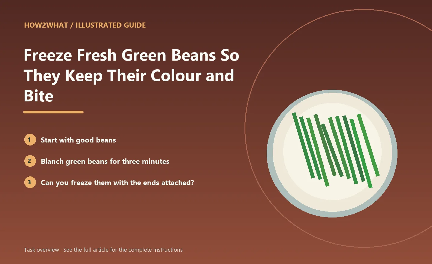 Illustrated task overview for How to Freeze Fresh Green Beans So They Keep Their Colour and Bite