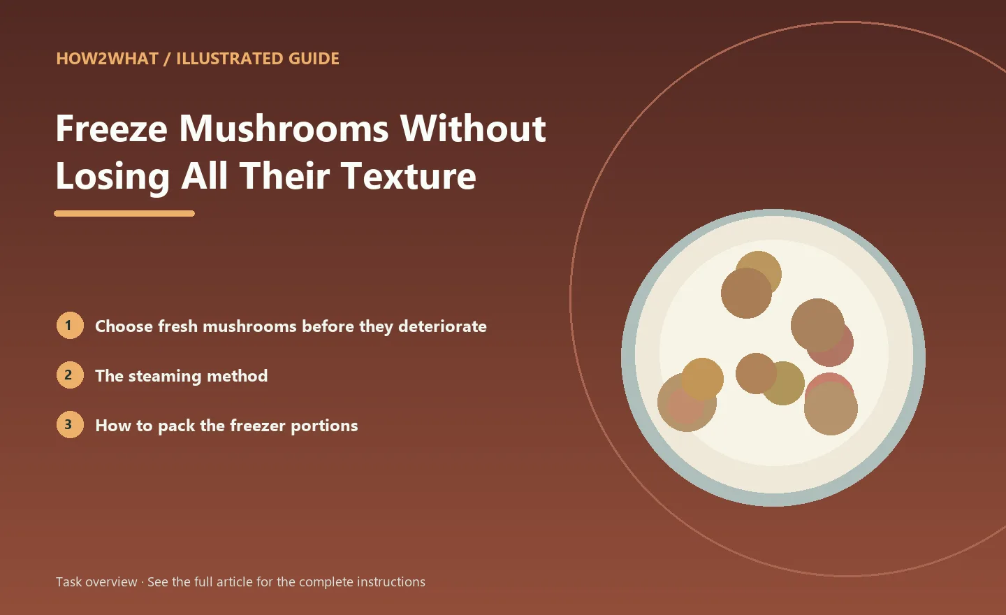 Illustrated task overview for How to Freeze Mushrooms Without Losing All Their Texture