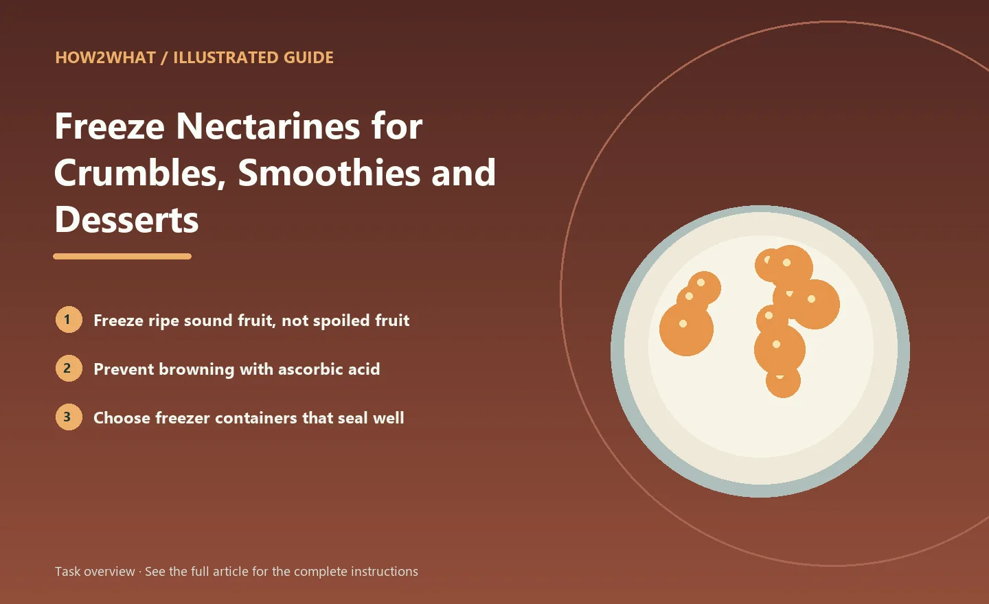 Illustrated task overview for How to Freeze Nectarines for Crumbles, Smoothies and Desserts