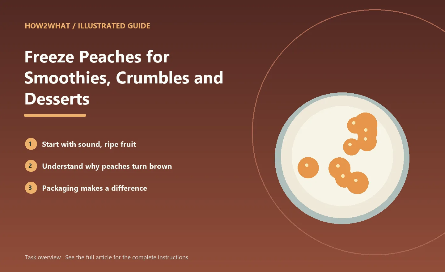 Illustrated task overview for How to Freeze Peaches for Smoothies, Crumbles and Desserts