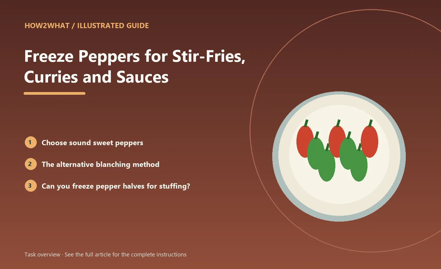 Illustrated task overview for How to Freeze Peppers for Stir-Fries, Curries and Sauces