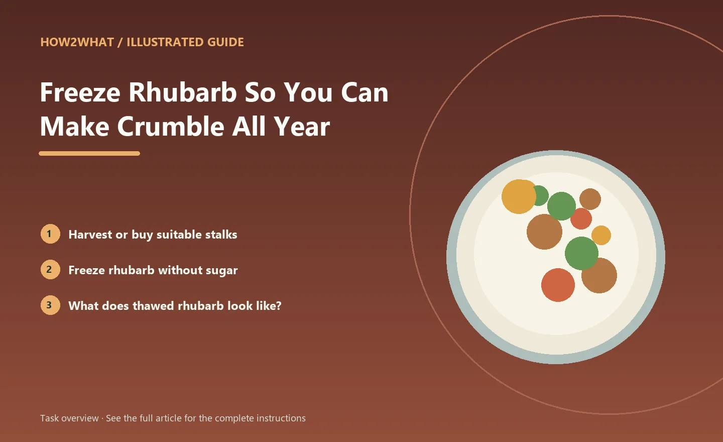 Illustrated task overview for How to Freeze Rhubarb So You Can Make Crumble All Year