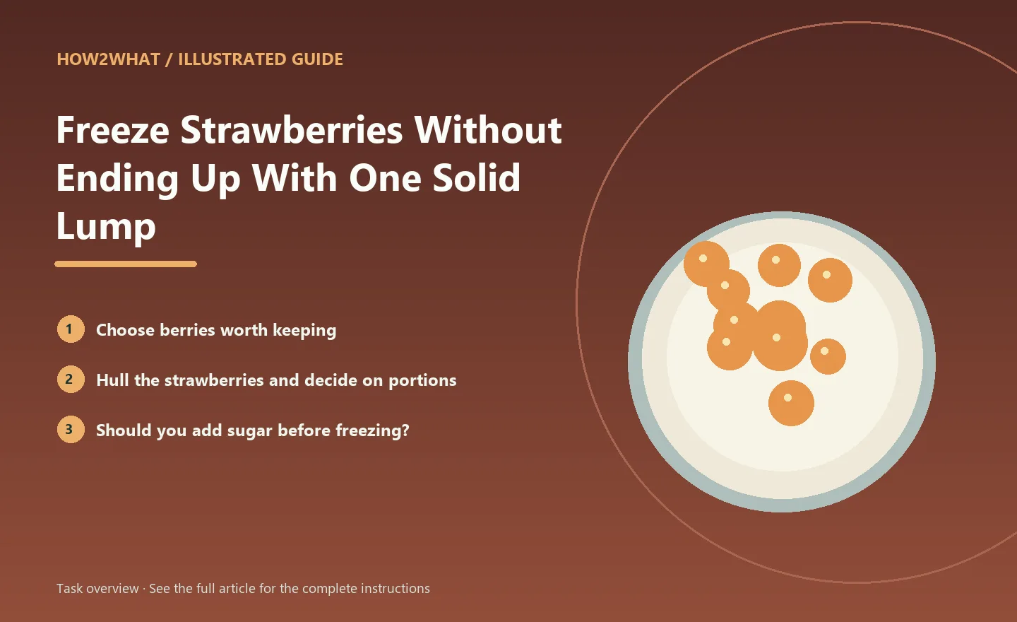 Illustrated task overview for How to Freeze Strawberries Without Ending Up With One Solid Lump