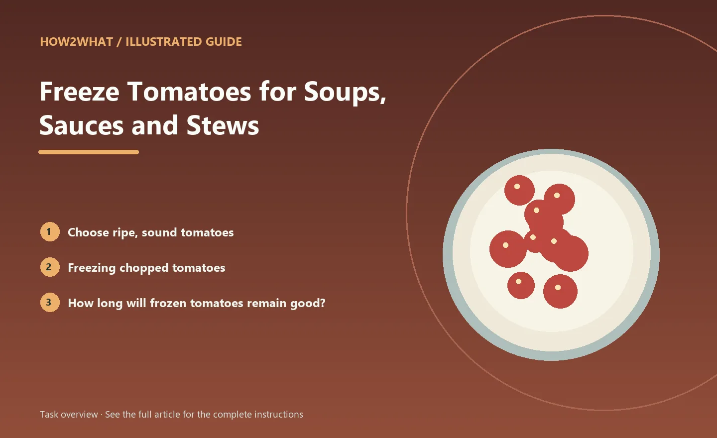 Illustrated task overview for How to Freeze Tomatoes for Soups, Sauces and Stews