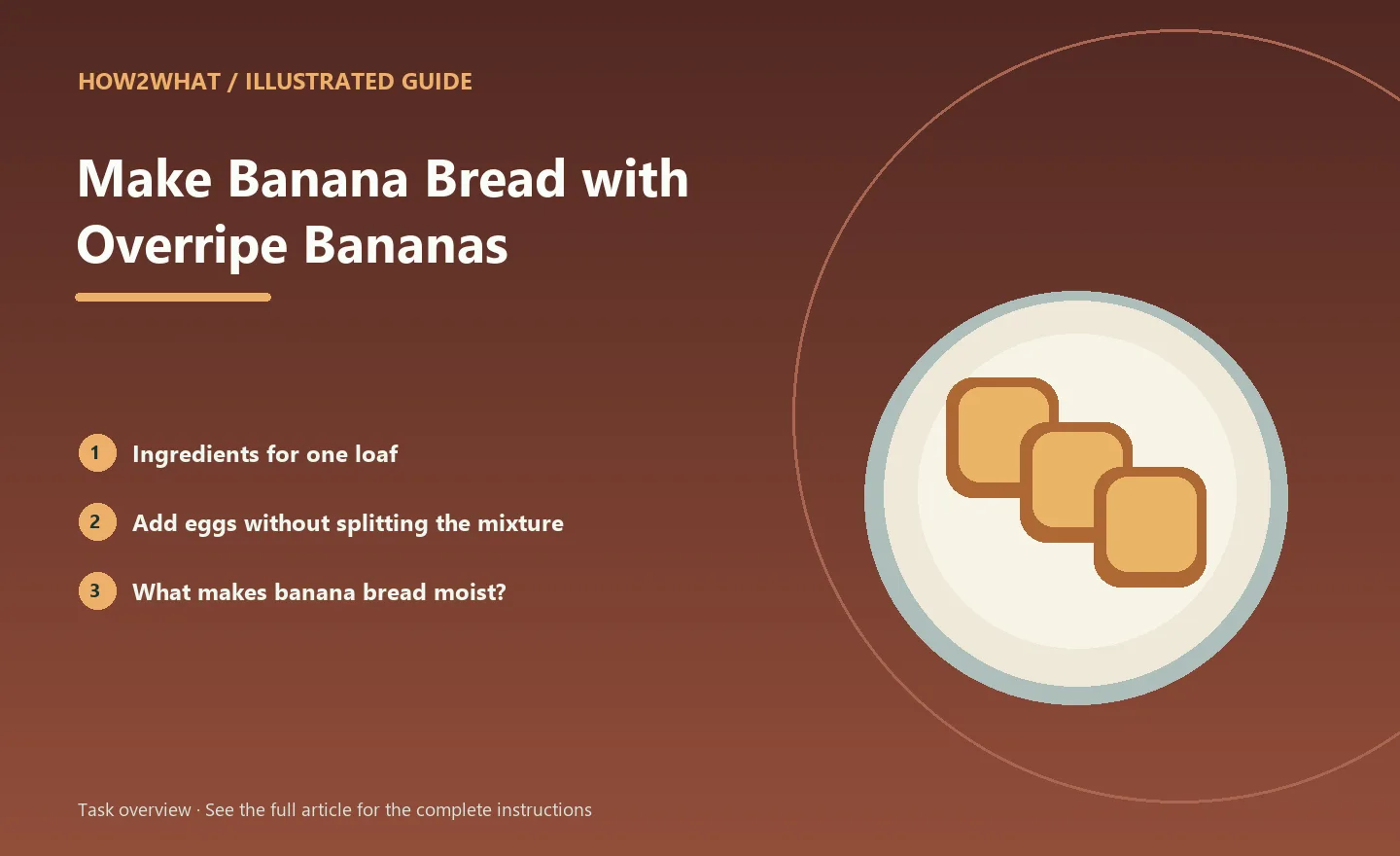Illustrated task overview for How to Make Banana Bread with Overripe Bananas