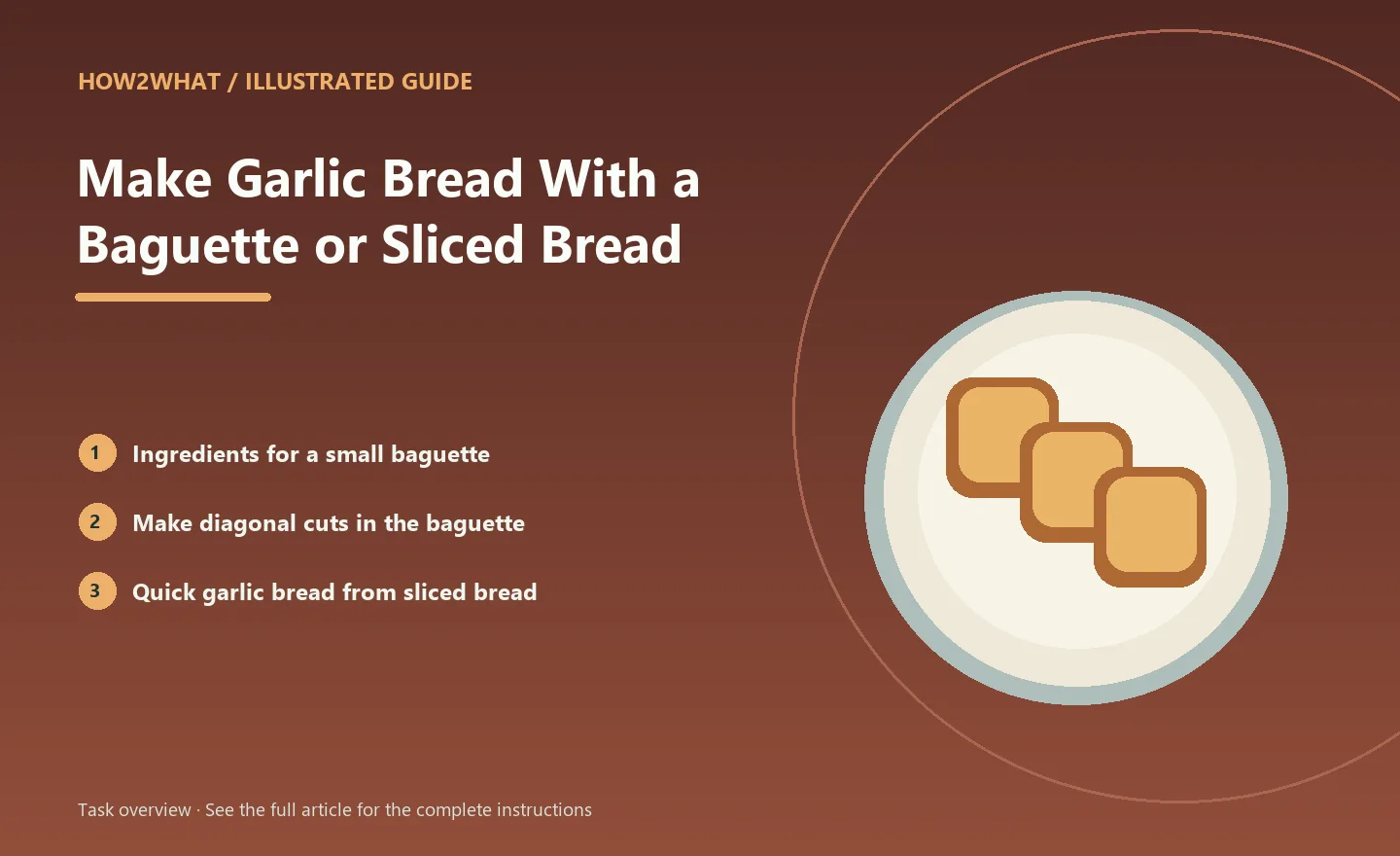Illustrated task overview for How to Make Garlic Bread With a Baguette or Sliced Bread