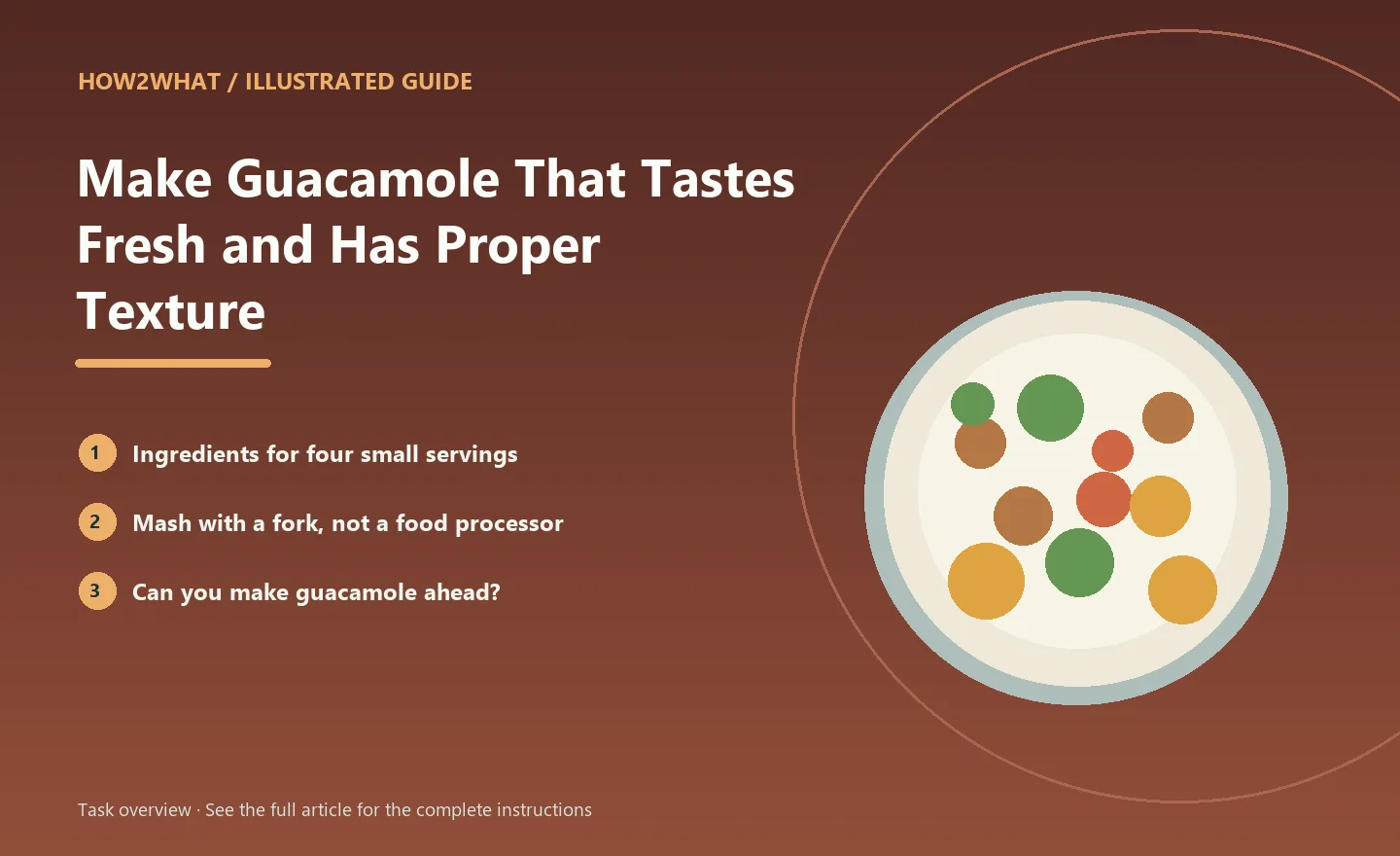 Illustrated task overview for How to Make Guacamole That Tastes Fresh and Has Proper Texture