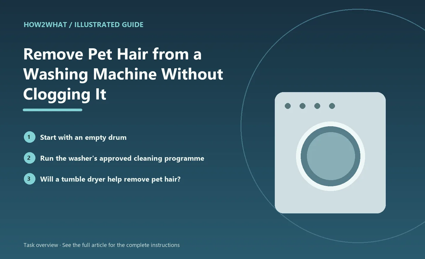Illustrated task overview for How to Remove Pet Hair from a Washing Machine Without Clogging It
