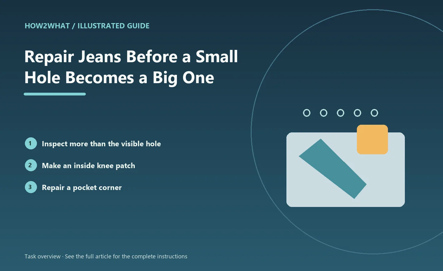 Illustrated task overview for How to Repair Jeans Before a Small Hole Becomes a Big One