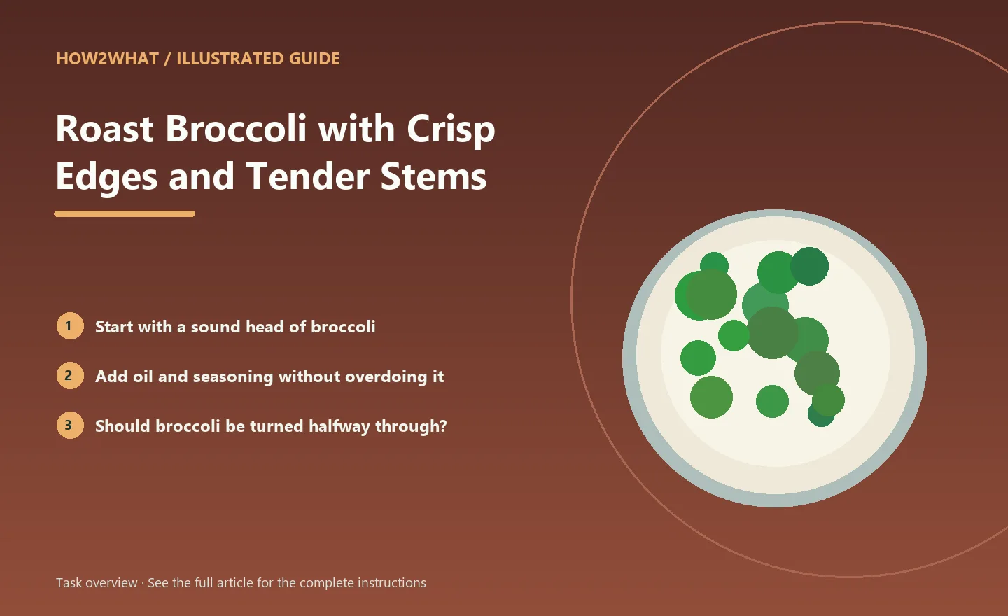 Illustrated task overview for How to Roast Broccoli with Crisp Edges and Tender Stems
