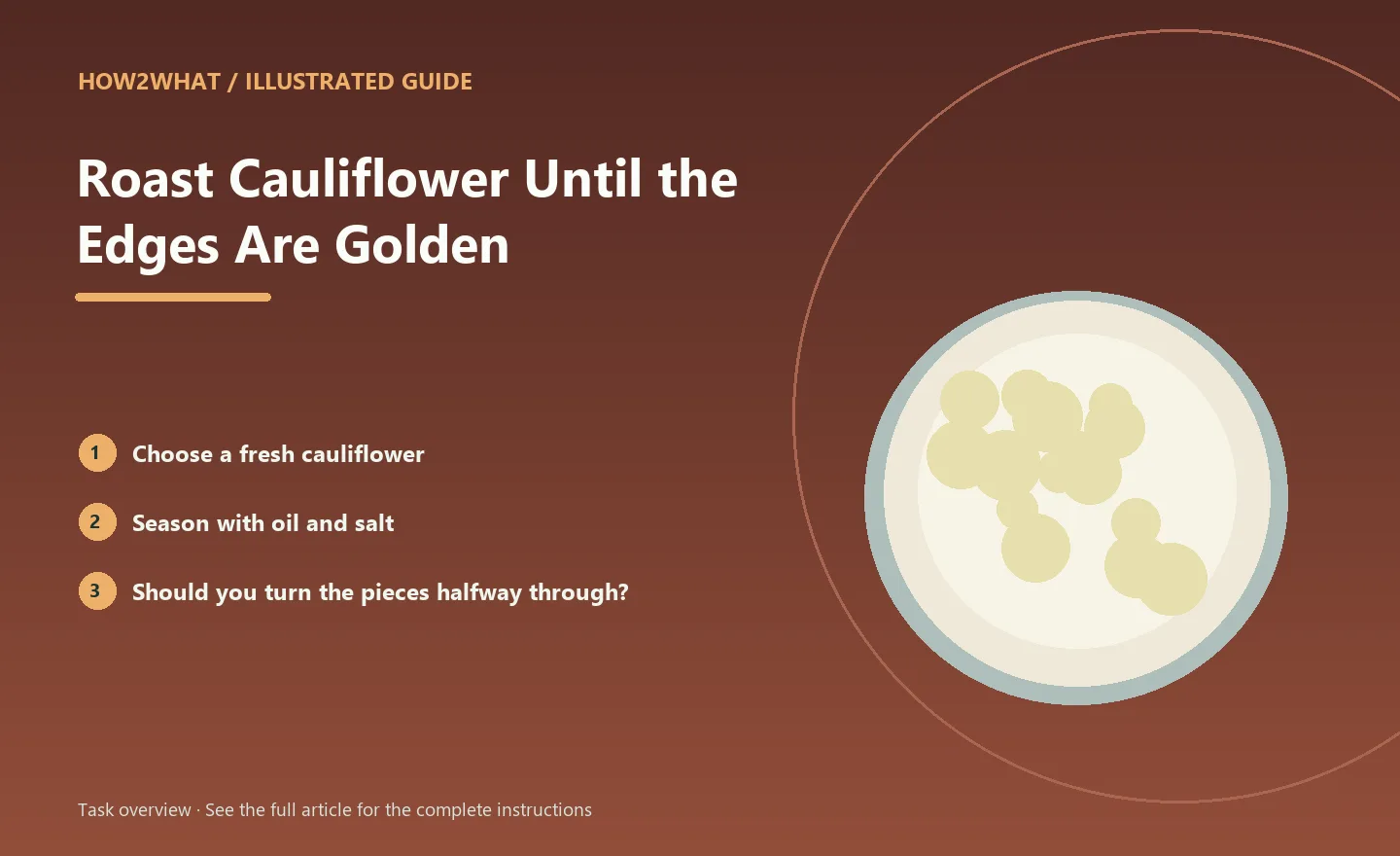 Illustrated task overview for How to Roast Cauliflower Until the Edges Are Golden