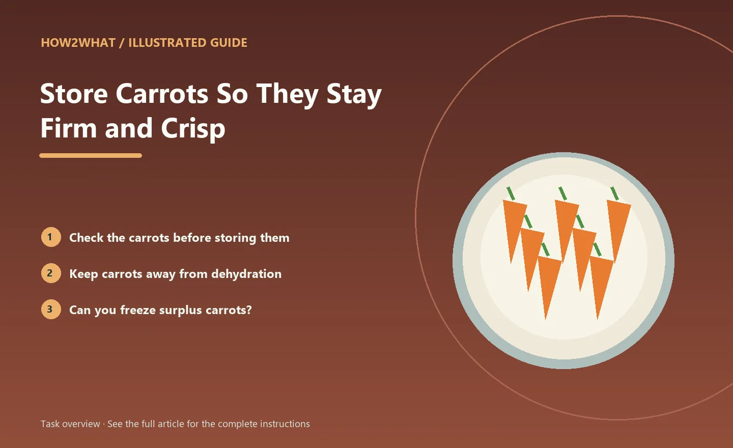 Illustrated task overview for How to Store Carrots So They Stay Firm and Crisp