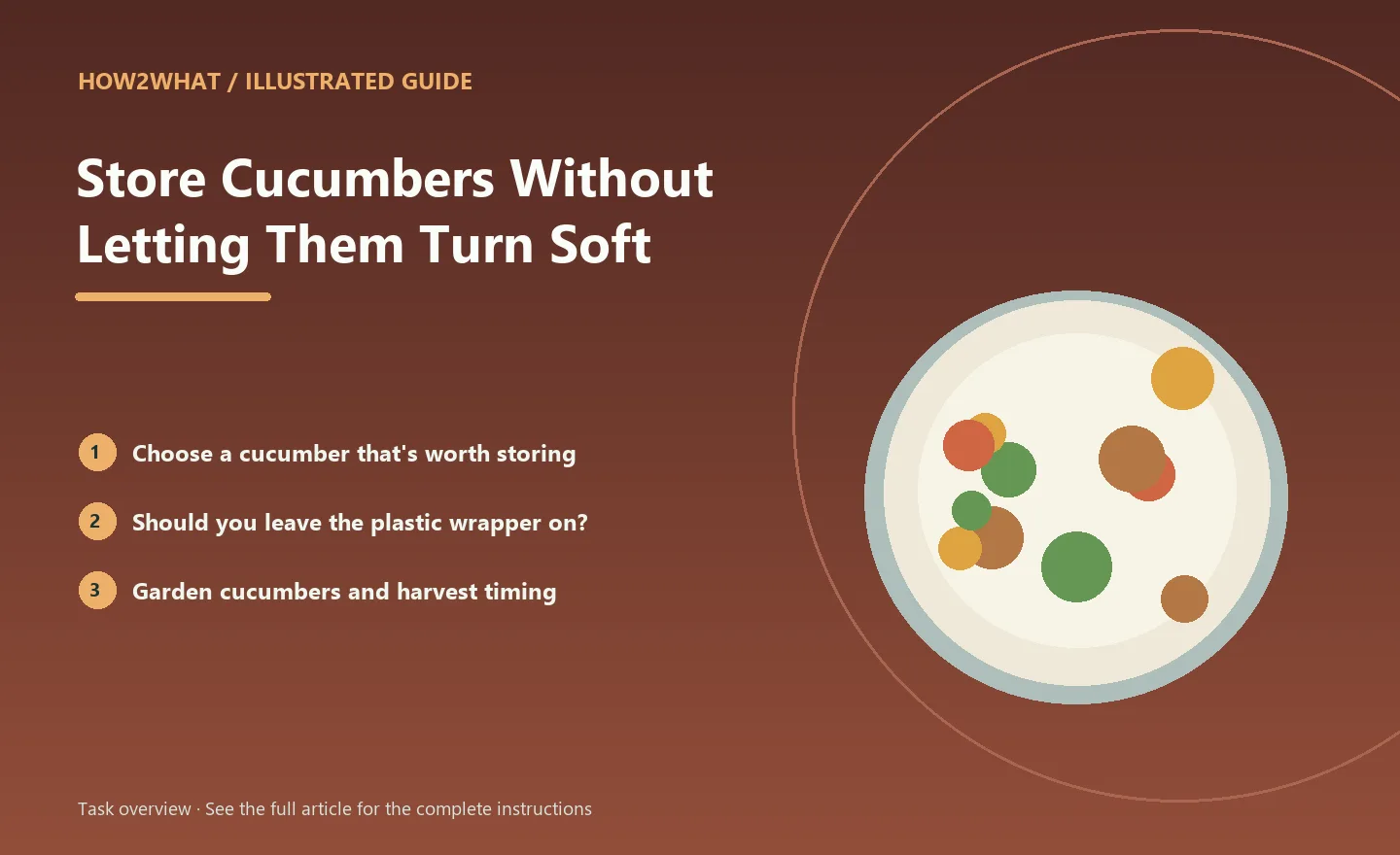 Illustrated task overview for How to Store Cucumbers Without Letting Them Turn Soft