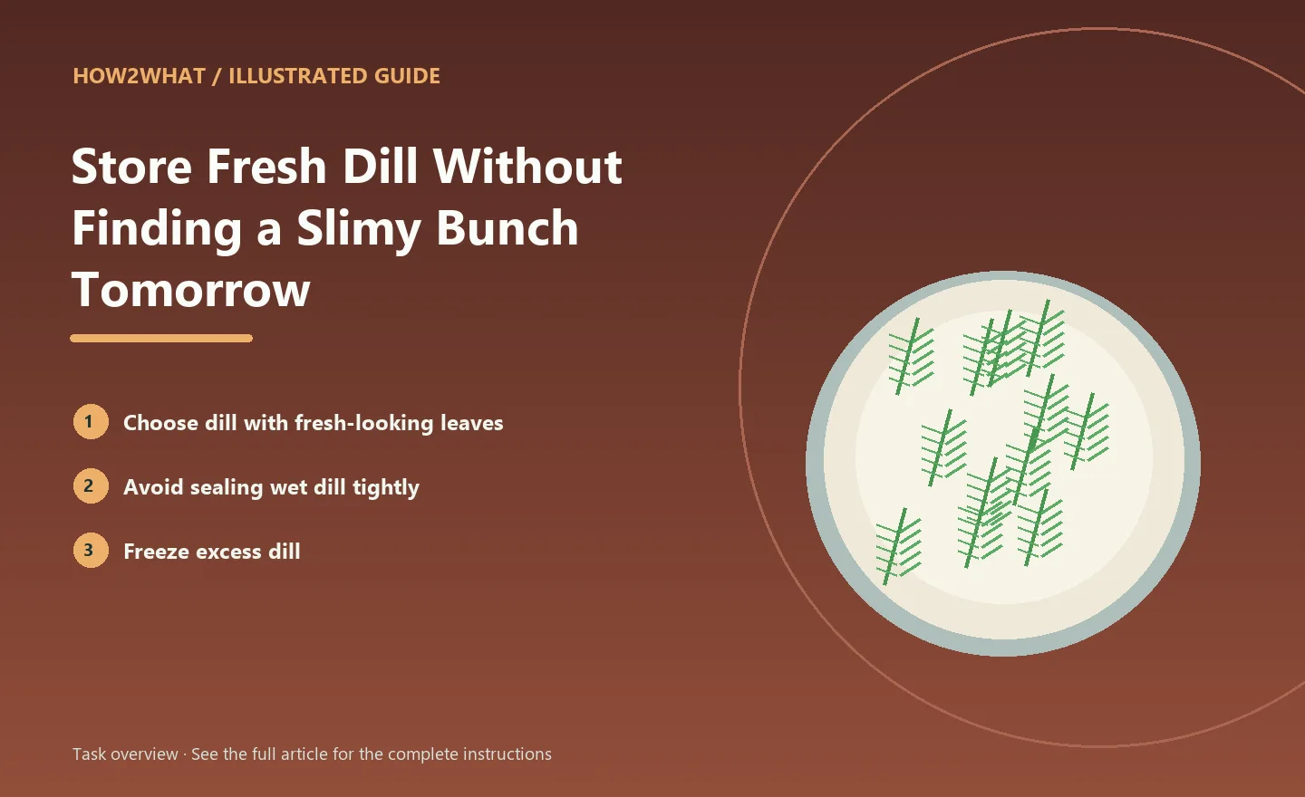 Illustrated task overview for How to Store Fresh Dill Without Finding a Slimy Bunch Tomorrow