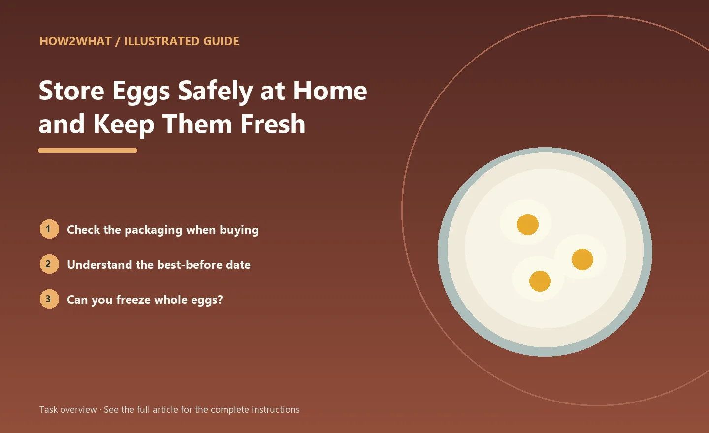 Illustrated task overview for How to Store Eggs Safely at Home and Keep Them Fresh