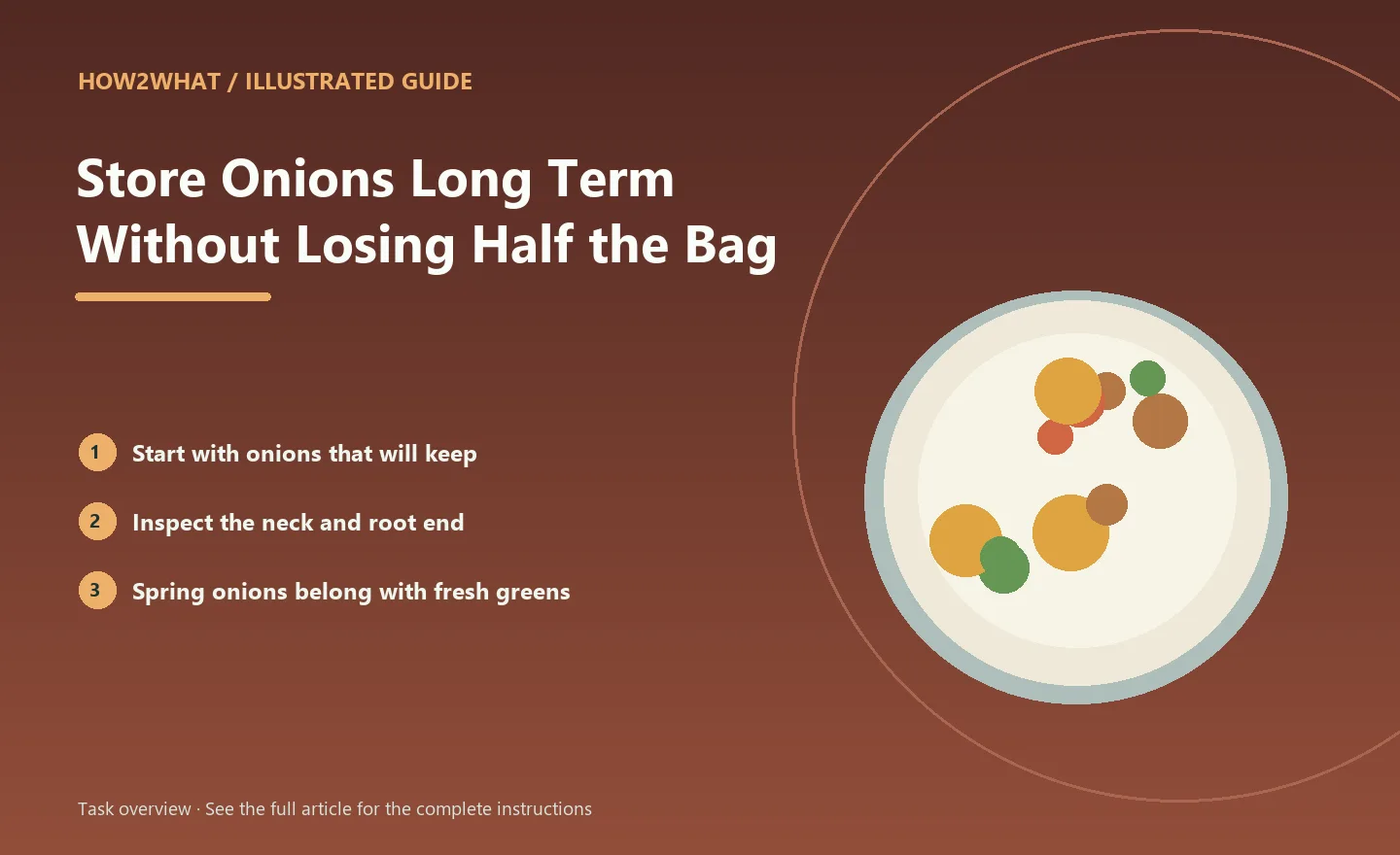 Illustrated task overview for How to Store Onions Long Term Without Losing Half the Bag
