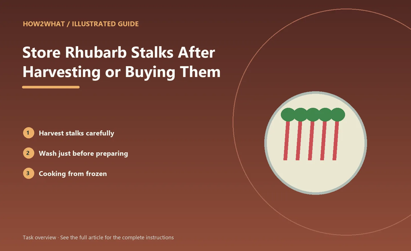 Illustrated task overview for How to Store Rhubarb Stalks After Harvesting or Buying Them