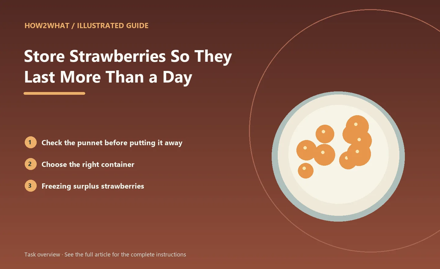 Illustrated task overview for How to Store Strawberries So They Last More Than a Day