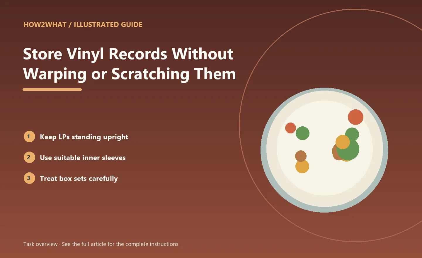 Illustrated task overview for How to Store Vinyl Records Without Warping or Scratching Them