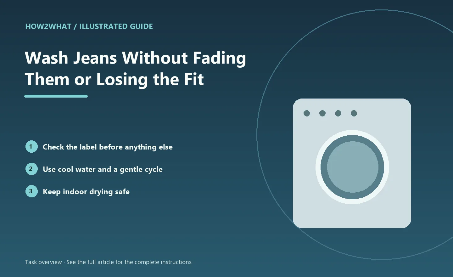 Illustrated task overview for How to Wash Jeans Without Fading Them or Losing the Fit