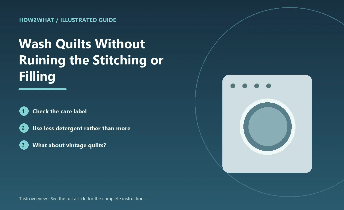 Illustrated task overview for How to Wash Quilts Without Ruining the Stitching or Filling